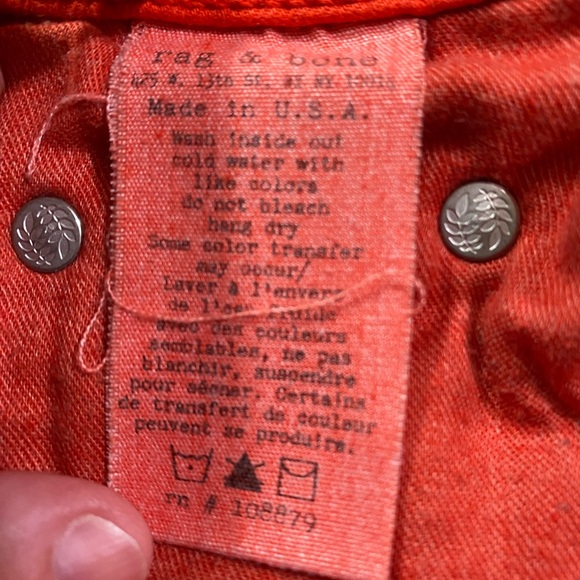 Rag & Bone orange cut off Jean shorts 25 - Picture 5 of 5